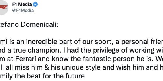 开云-莱库宁宣布退役 F1主席、车队领队和队友送上祝福